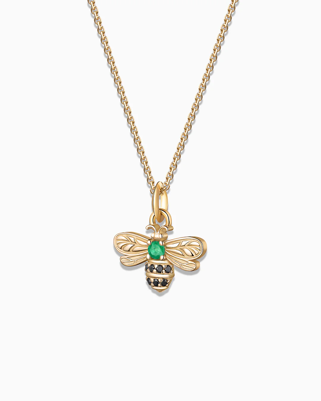 Charm Colgante Abeja S de Diamantes Negros y Esmeralda en Oro Amarillo de 18 Kt - Image 3