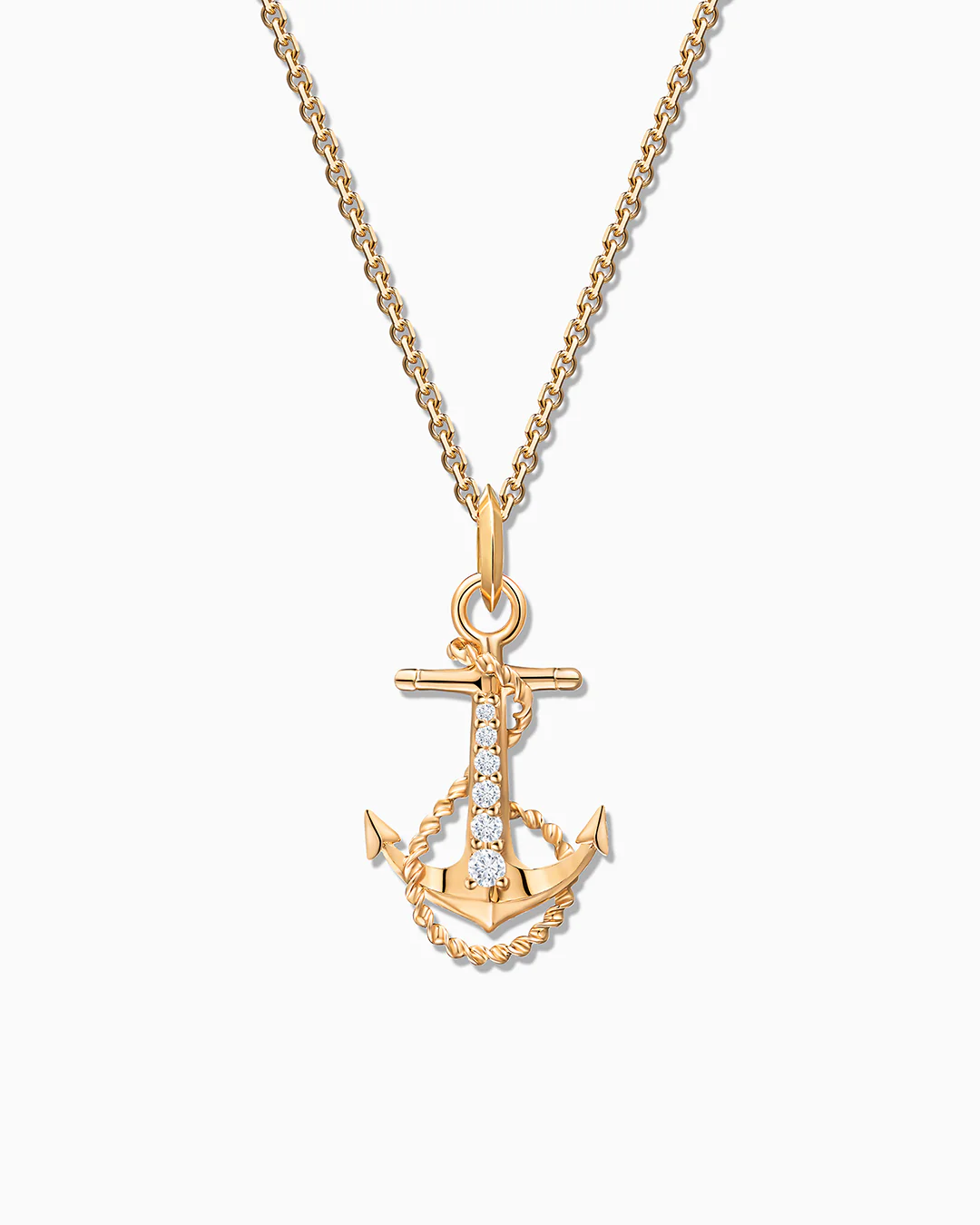 Charm Colgante Ancla M de Diamantes en Oro Amarillo de 18 Kt