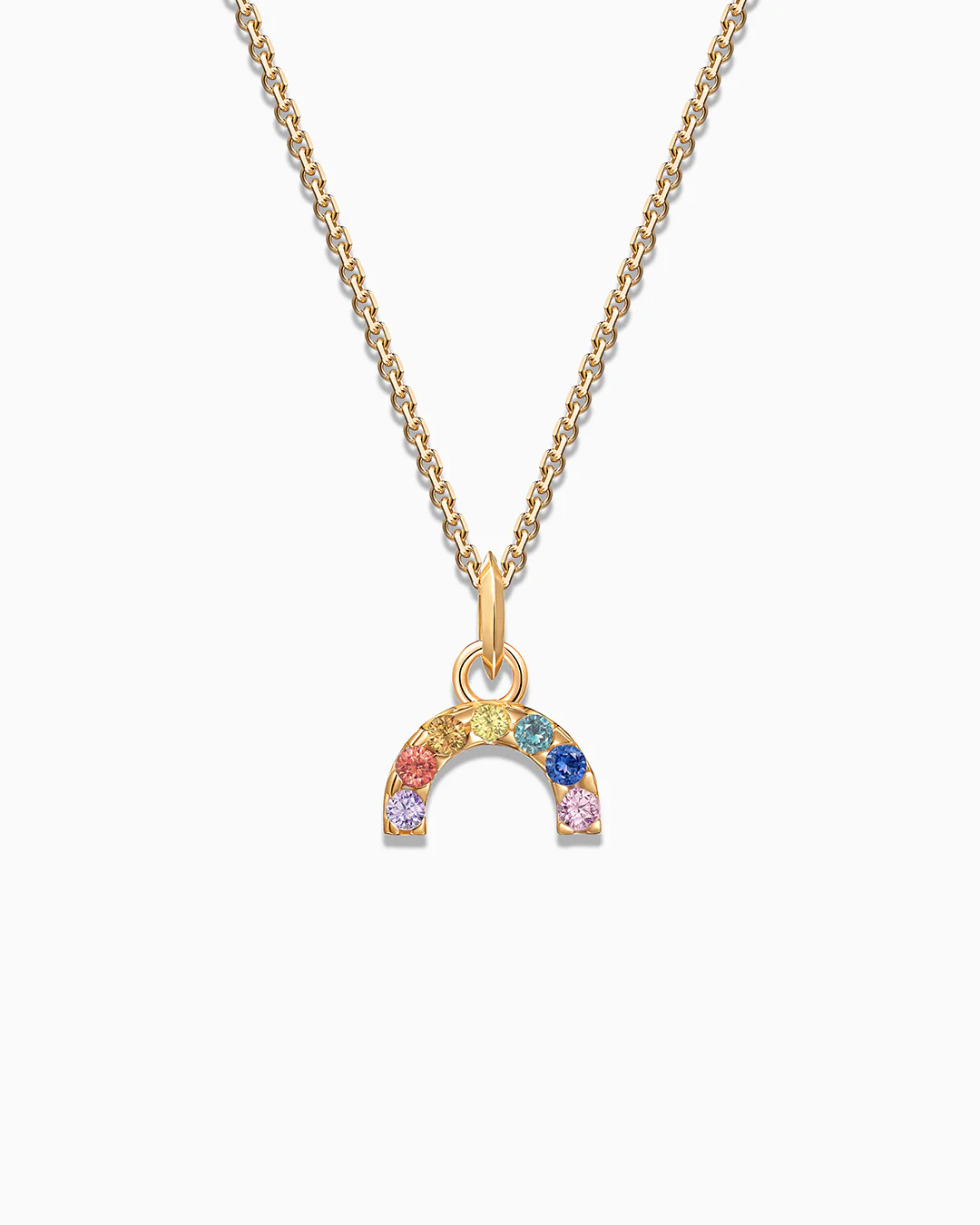 Charm Colgante Arcoíris S de Zafiros de Colores en Oro Amarillo de 18 Kt