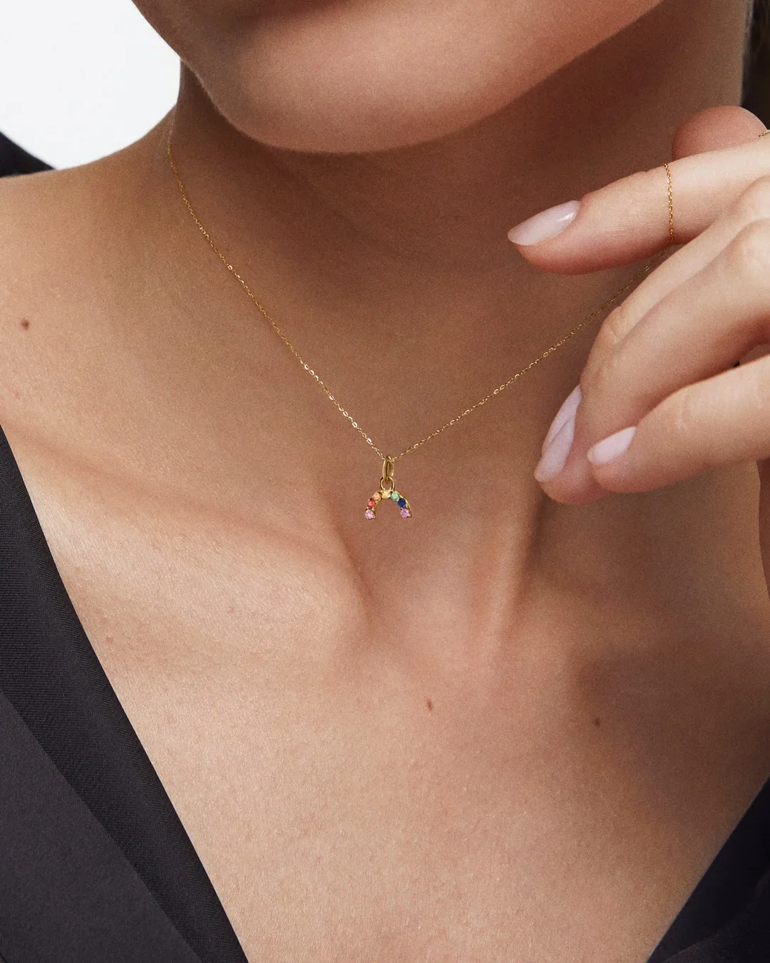 Charm Colgante Arcoíris S de Zafiros de Colores en Oro Amarillo de 18 Kt - Image 2