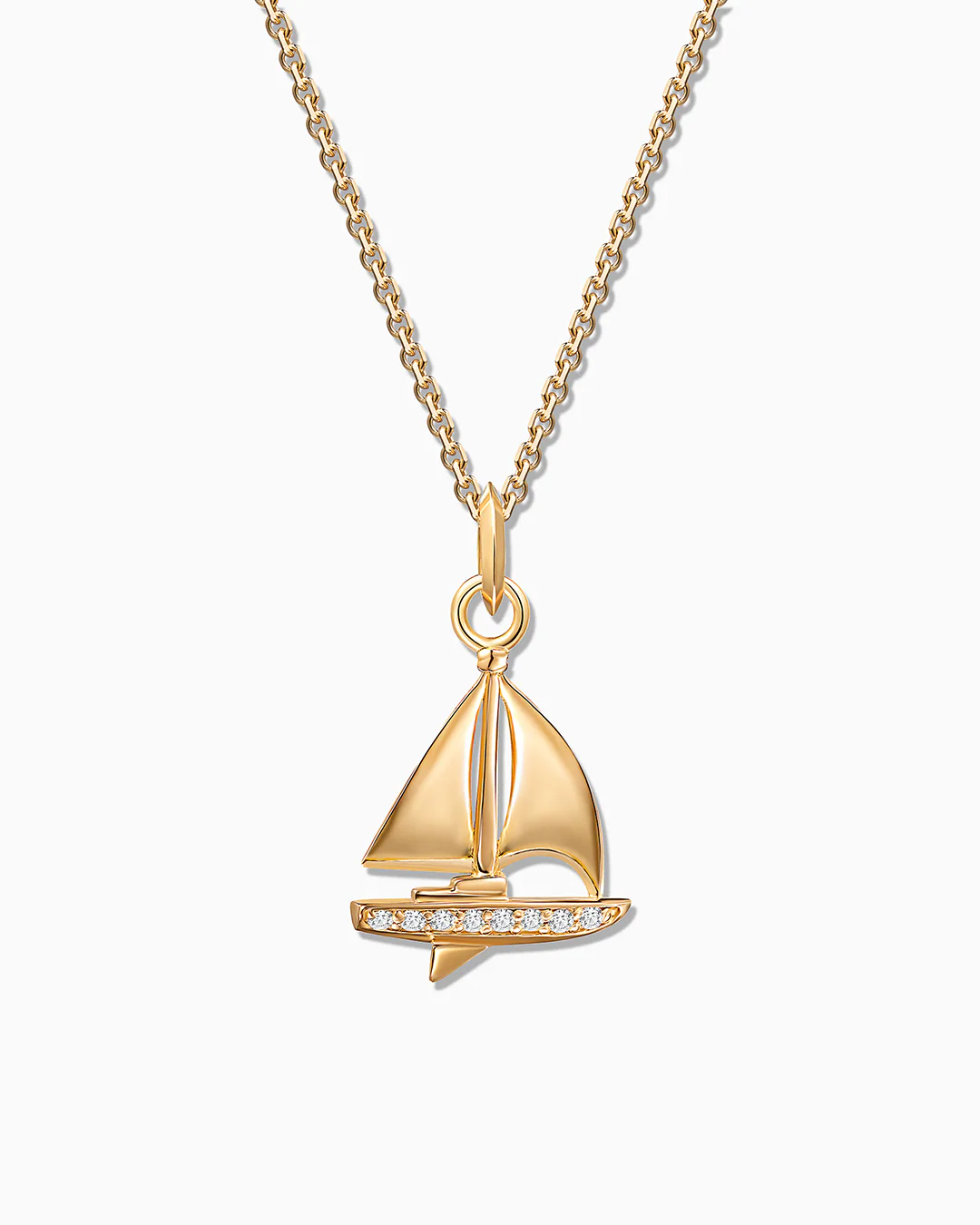 Charm Colgante Barco M de Diamantes en Oro Amarillo de 18 Kt
