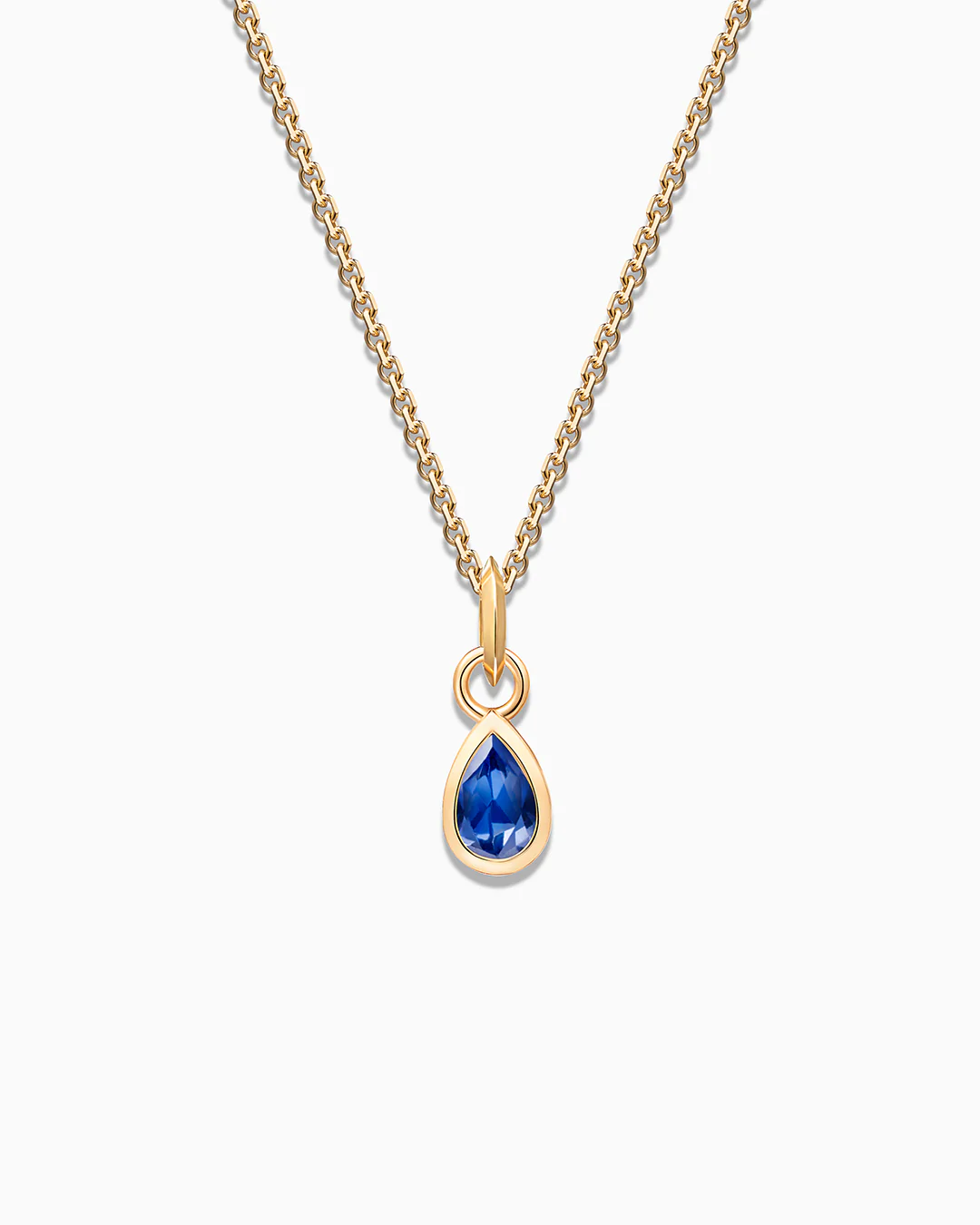 Charm Colgante Bisel Pera S de Zafiro en Oro Amarillo de 18 Kt