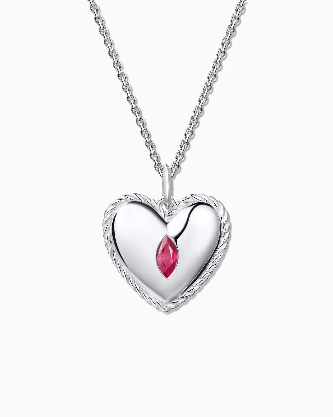 Charm Colgante Corazón Culpables de Rubí en Oro Blanco de 18 Kt