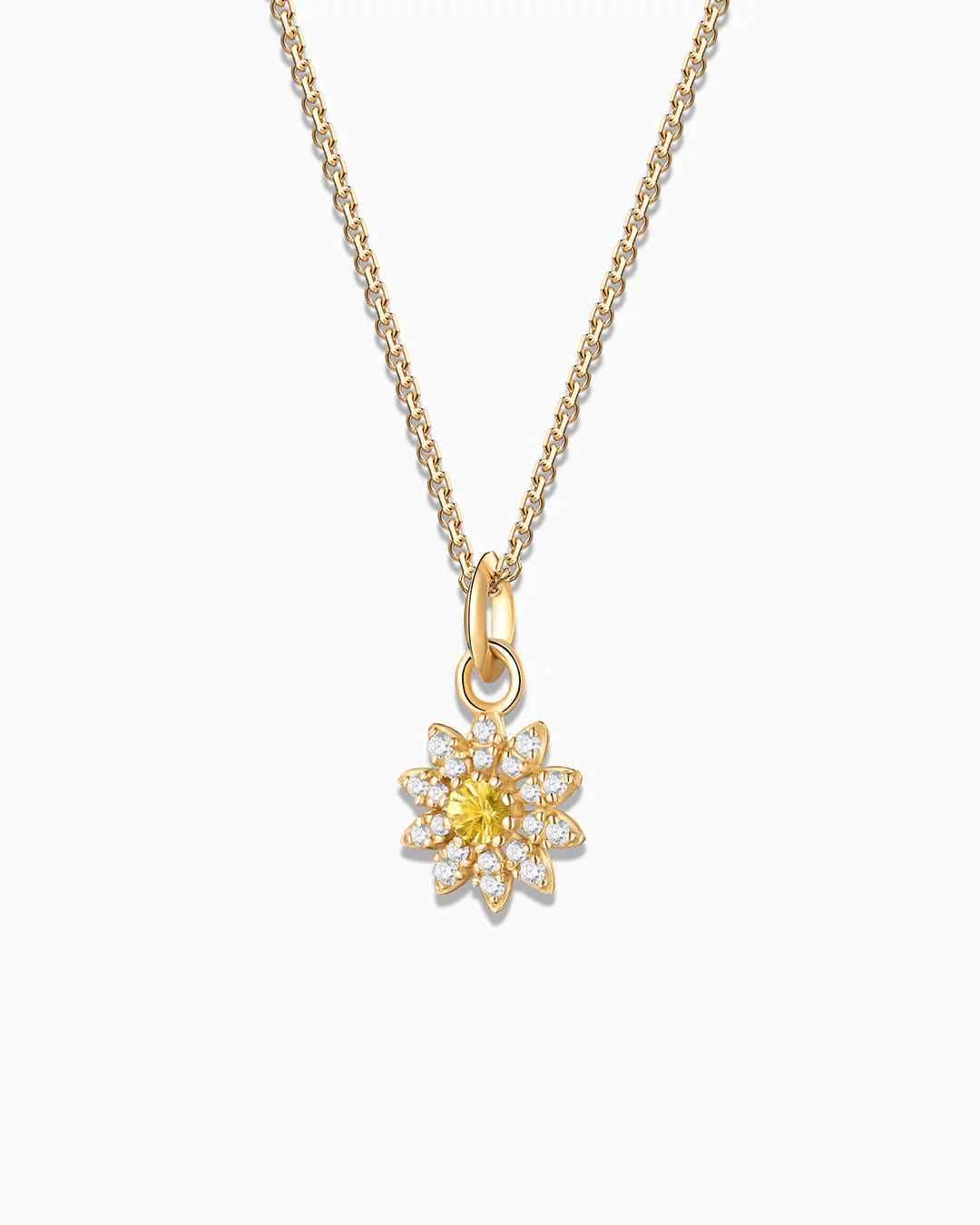 Charm Colgante Margarita S de Zafiro Amarillo y Diamantes en Oro Amarillo de 18 Kt - Image 4