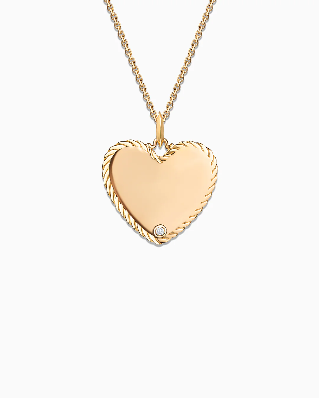 Charm Colgante Medalla Corazón L de Diamante en Oro Amarillo de 18 Kt