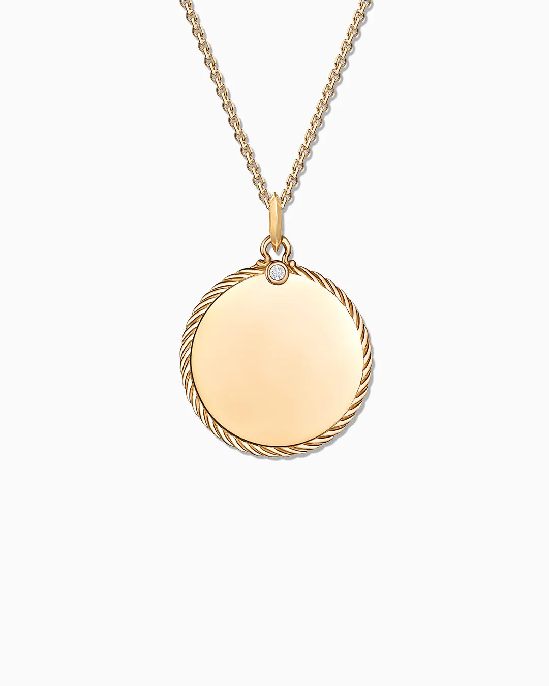 Charm Colgante Medalla Redonda L de Diamante en Oro Amarillo de 18 Kt