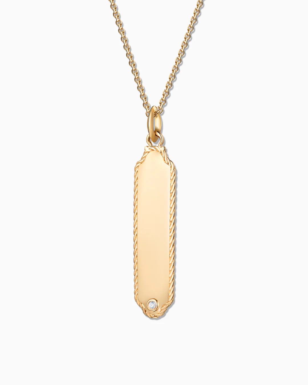 Charm Colgante Medalla Tag L de Diamante en Oro Amarillo de 18 Kt - Image 4