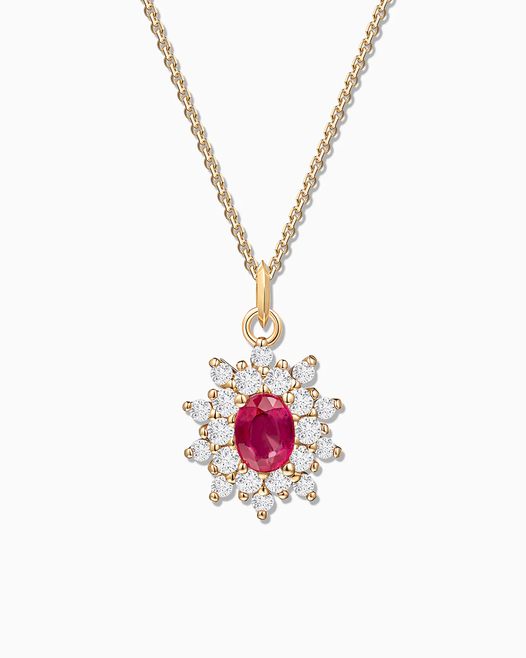 Charm Colgante Roseta M de Rubí y Diamantes en Oro Amarillo de 18 Kt