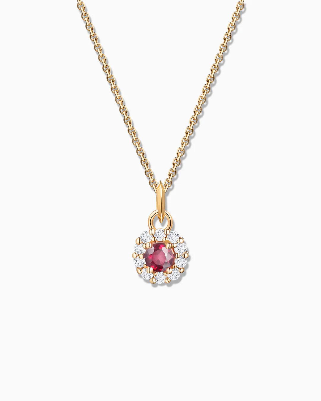 Charm Colgante Roseta S de Rubí y Diamantes en Oro Amarillo de 18 Kt