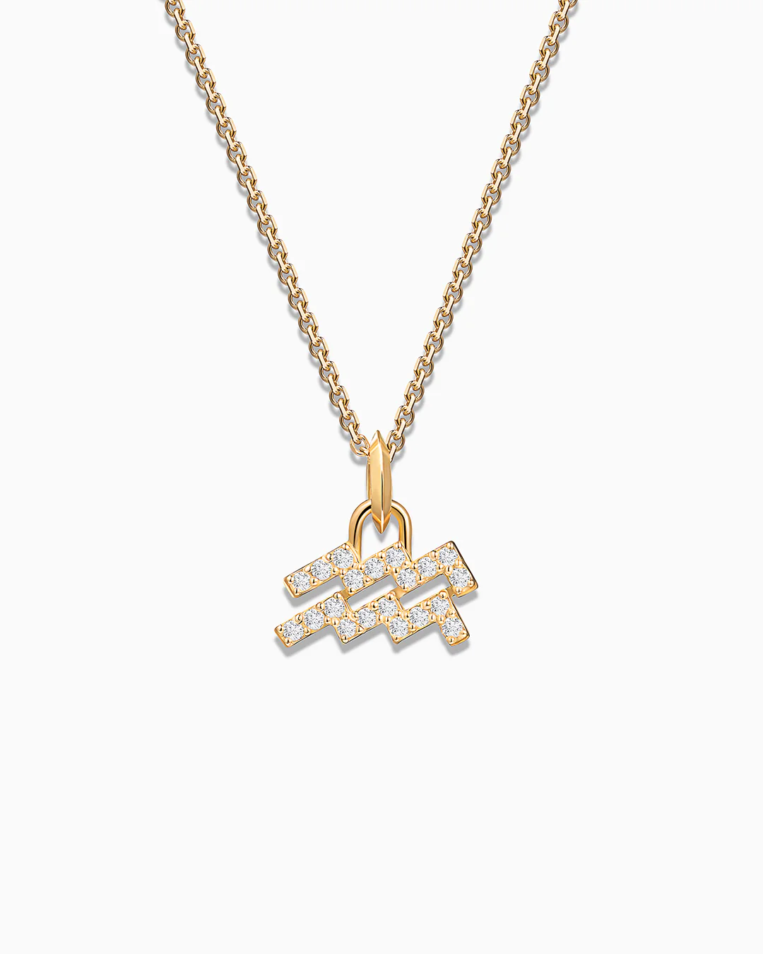 Charm Colgante Zodíaco Acuario S de Diamantes en Oro Amarillo de 18 Kt