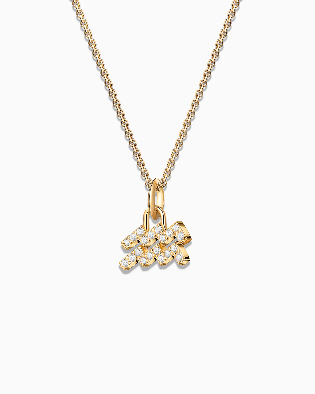 Charm Colgante Zodíaco Acuario S de Diamantes en Oro Amarillo de 18 Kt - Image 4