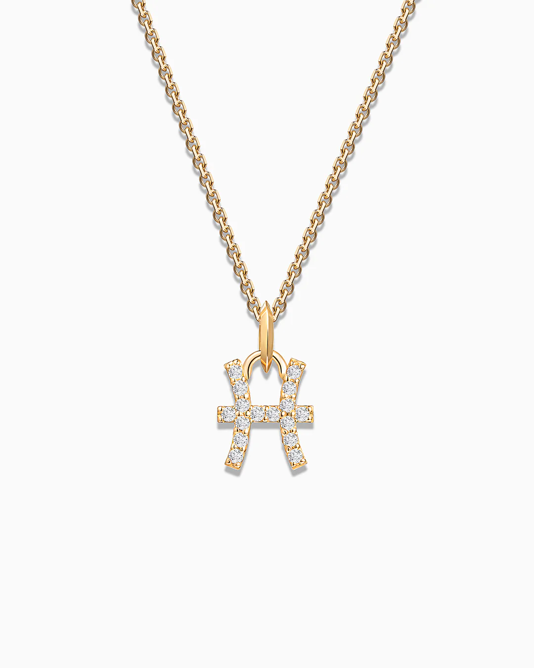 Charm Colgante Zodíaco Piscis S de Diamantes en Oro Amarillo de 18 Kt