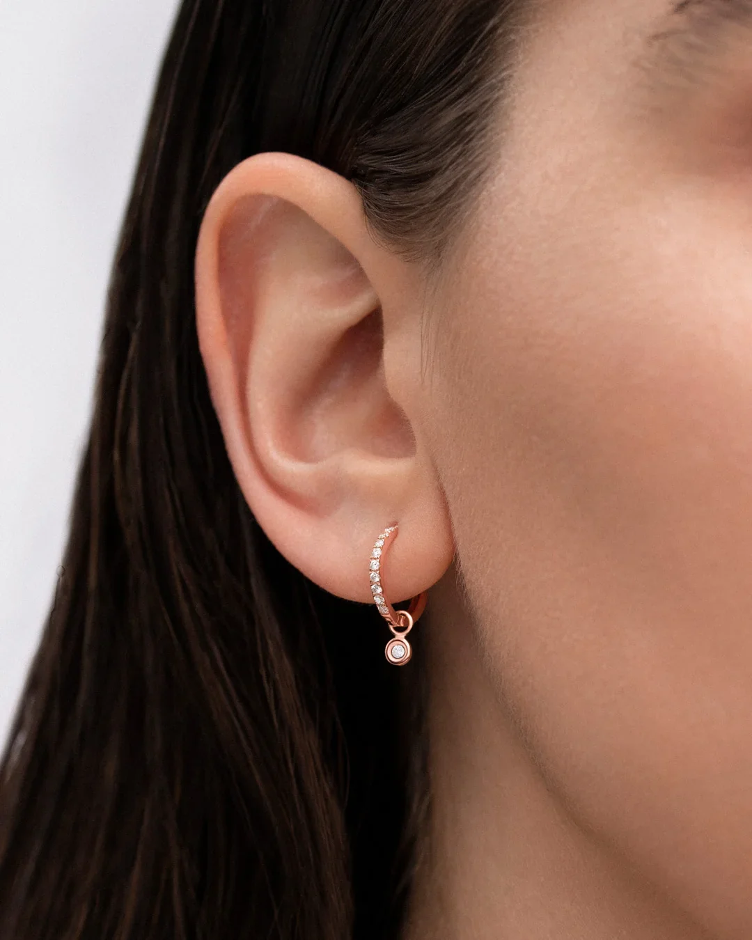 Charm para Pendiente de Aro Chatón de Diamante en Oro Rosa de 18 Kt - Image 2