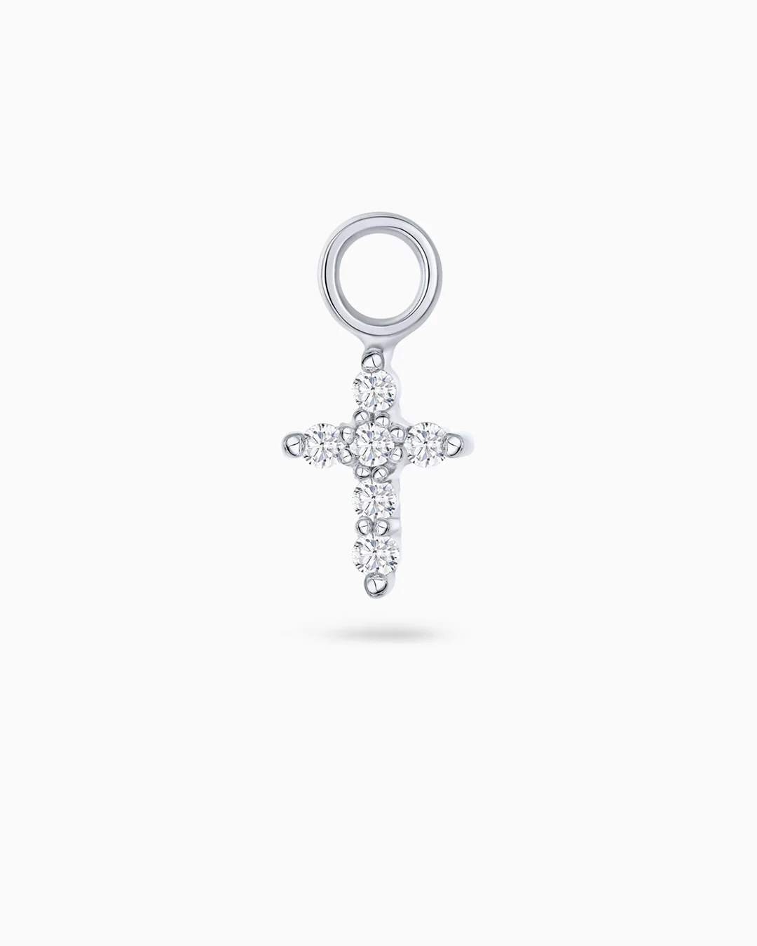 Charm para Pendiente de Aro Cruz de Diamantes en Oro Blanco de 18 Kt