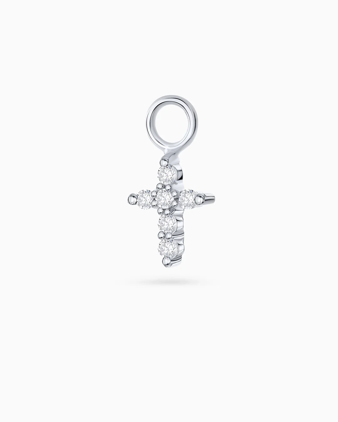 Charm para Pendiente de Aro Cruz de Diamantes en Oro Blanco de 18 Kt - Image 3