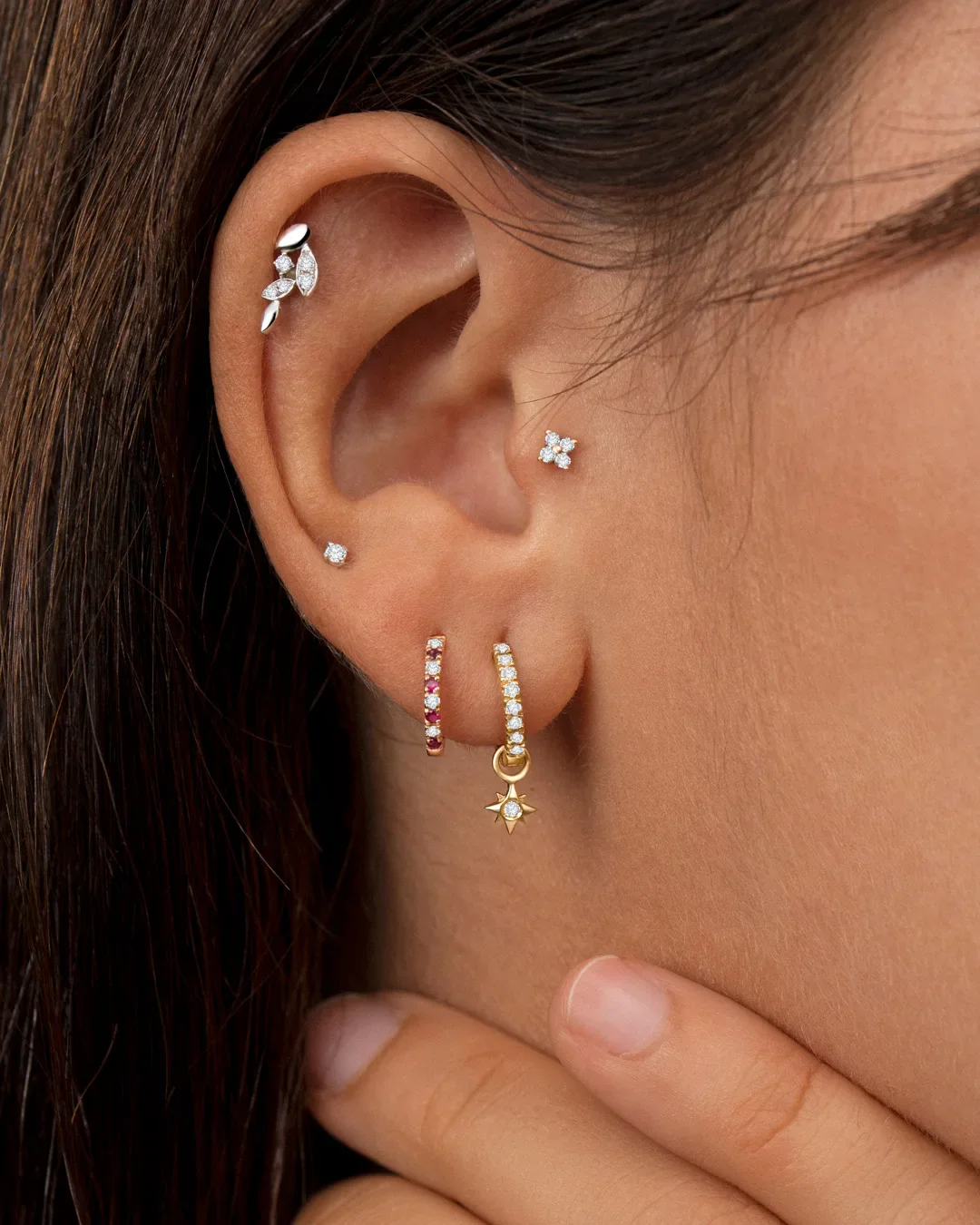 Charm para Pendiente de Aro Rosa de los Vientos de Diamante en Oro Amarillo de 18 Kt - Image 3