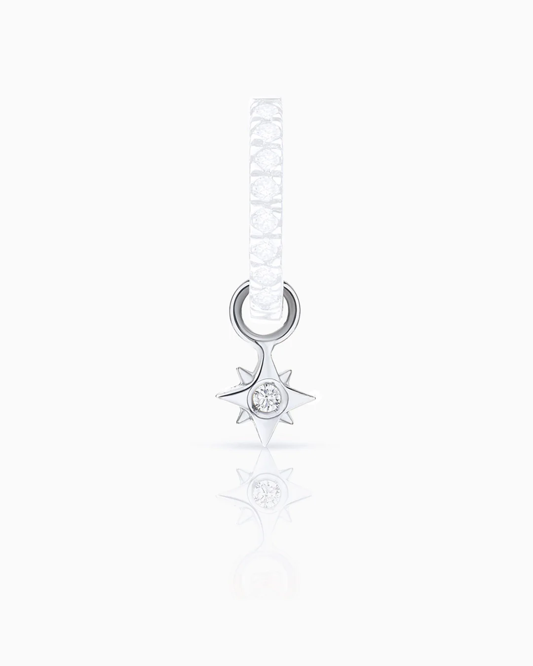 Charm para Pendiente de Aro Rosa de los Vientos de Diamante en Oro Blanco de 18 Kt