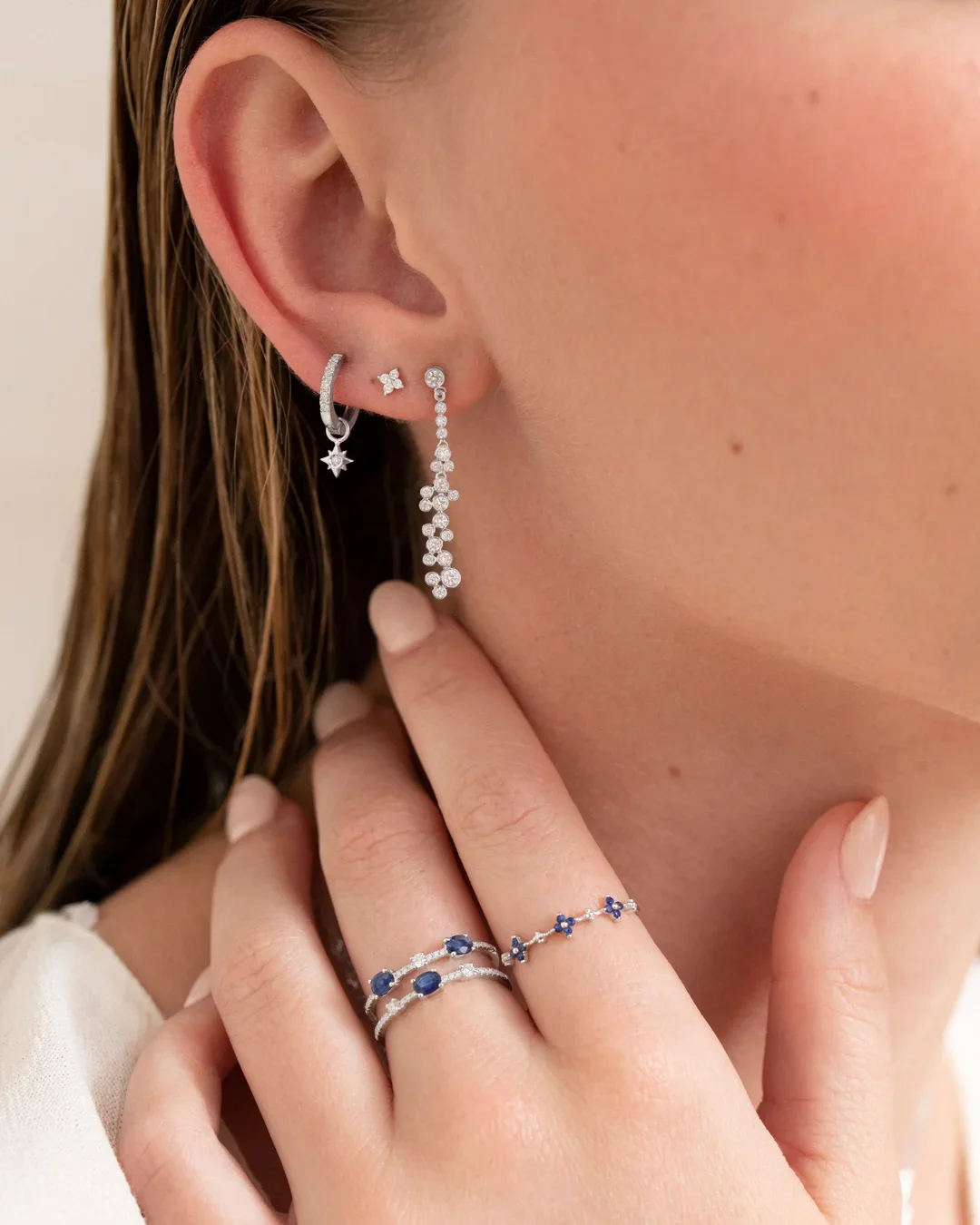 Charm para Pendiente de Aro Rosa de los Vientos de Diamante en Oro Blanco de 18 Kt - Image 3