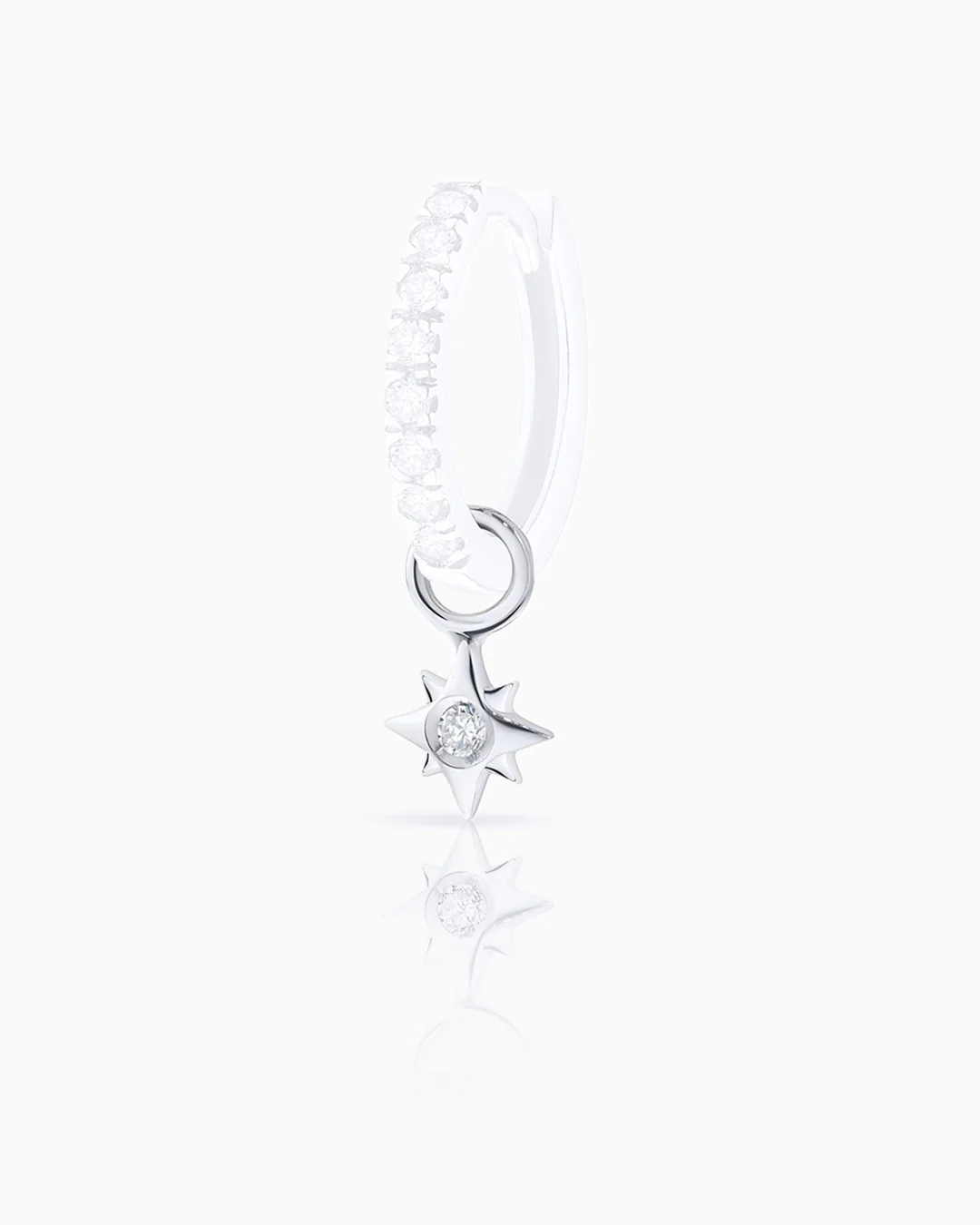 Charm para Pendiente de Aro Rosa de los Vientos de Diamante en Oro Blanco de 18 Kt - Image 4