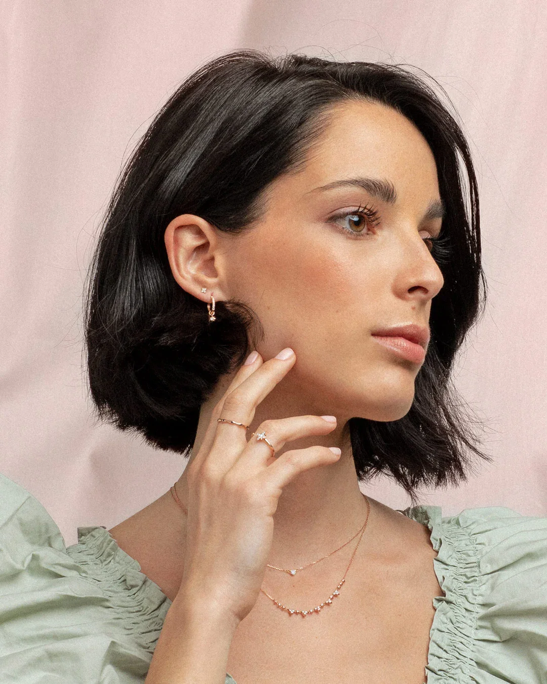 Charm para Pendiente de Aro Rosa de los Vientos de Diamante en Oro Rosa de 18 Kt - Image 2