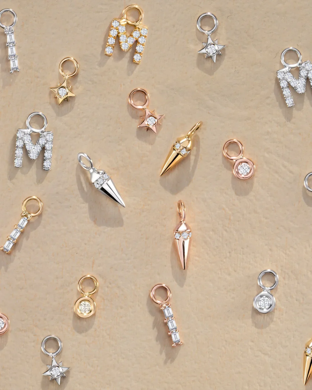 Charm para Pendiente de Aro Rosa de los Vientos de Diamante en Oro Rosa de 18 Kt - Image 4