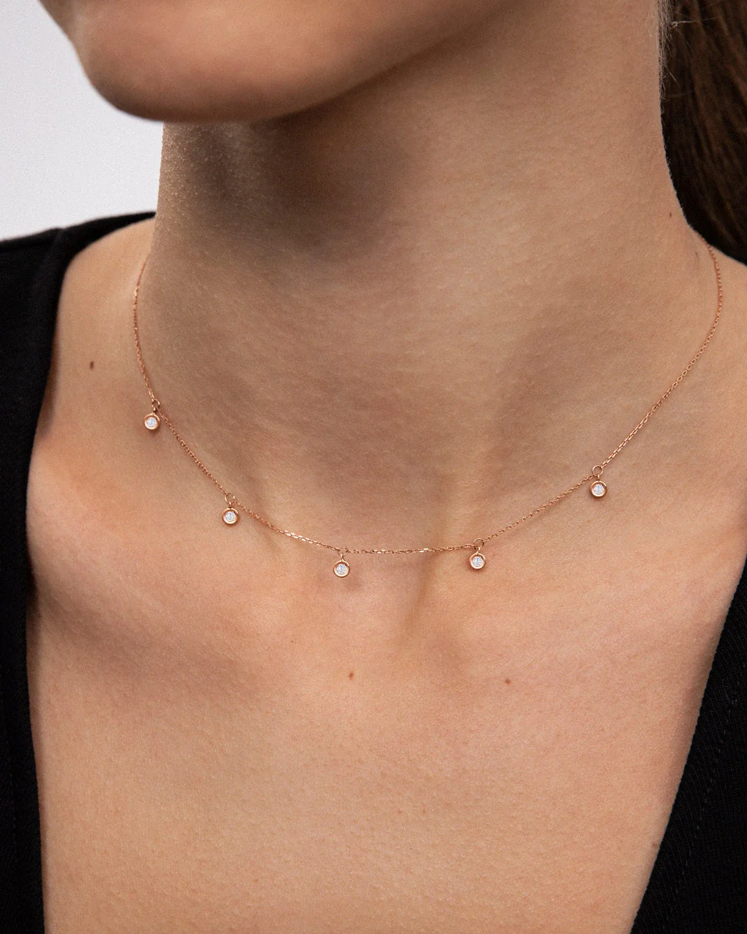 Choker Chatones de Diamantes en Oro Rosa de 18 Kt - Image 2
