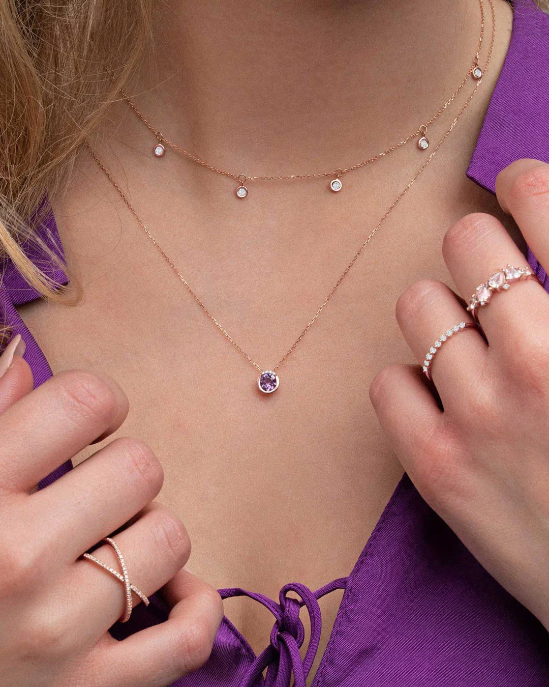 Choker Chatones de Diamantes en Oro Rosa de 18 Kt - Image 3