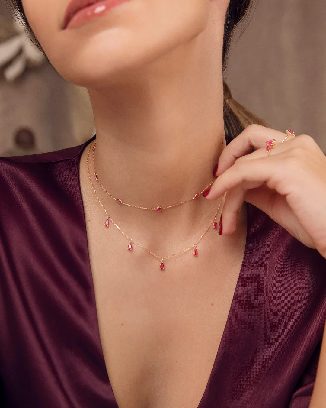 Choker Eternity Colors de Rubí en Oro Rosa de 18 Kt - Image 3
