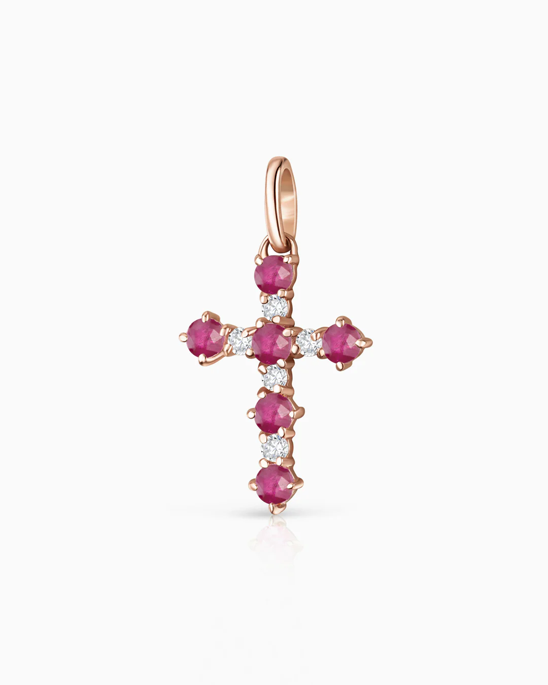 Colgante Cruz Gaia de Rubíes y Diamantes en Oro Rosa de 18 Kt - Image 3