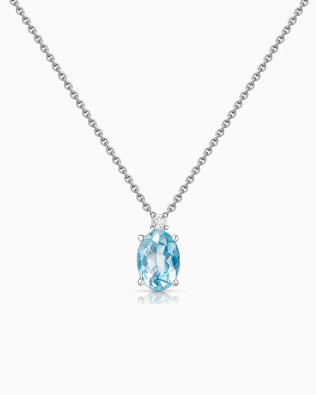 Gargantilla Amelie Oval de Aguamarina en Oro Blanco de 18 Kt