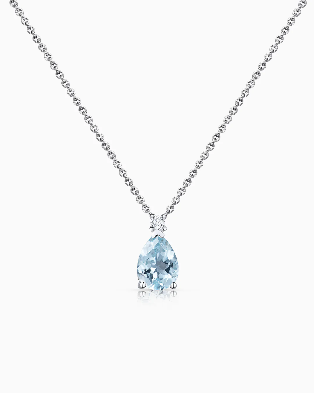 Gargantilla Amelie Pera de Aguamarina en Oro Blanco de 18 Kt