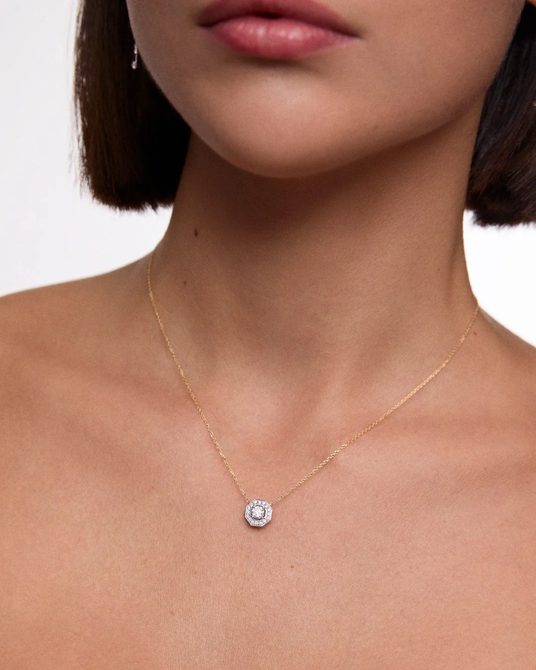 Gargantilla Art Deco Belle de Diamantes 0,43 Cts. en Oro Blanco y Amarillo de 18 Kt - Image 2
