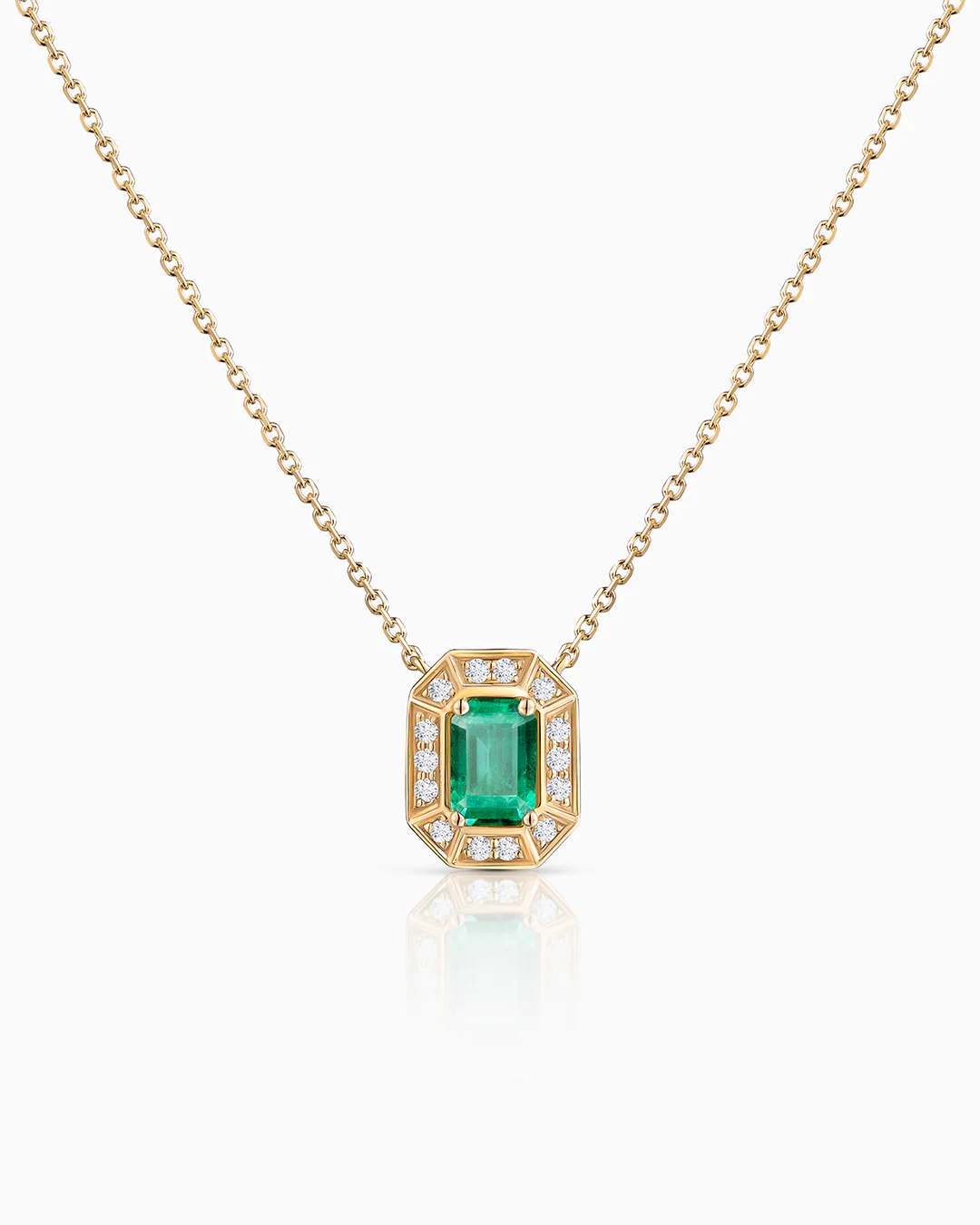 Gargantilla Art Deco Helen de Esmeralda y Diamantes en Oro Amarillo de 18 Kt