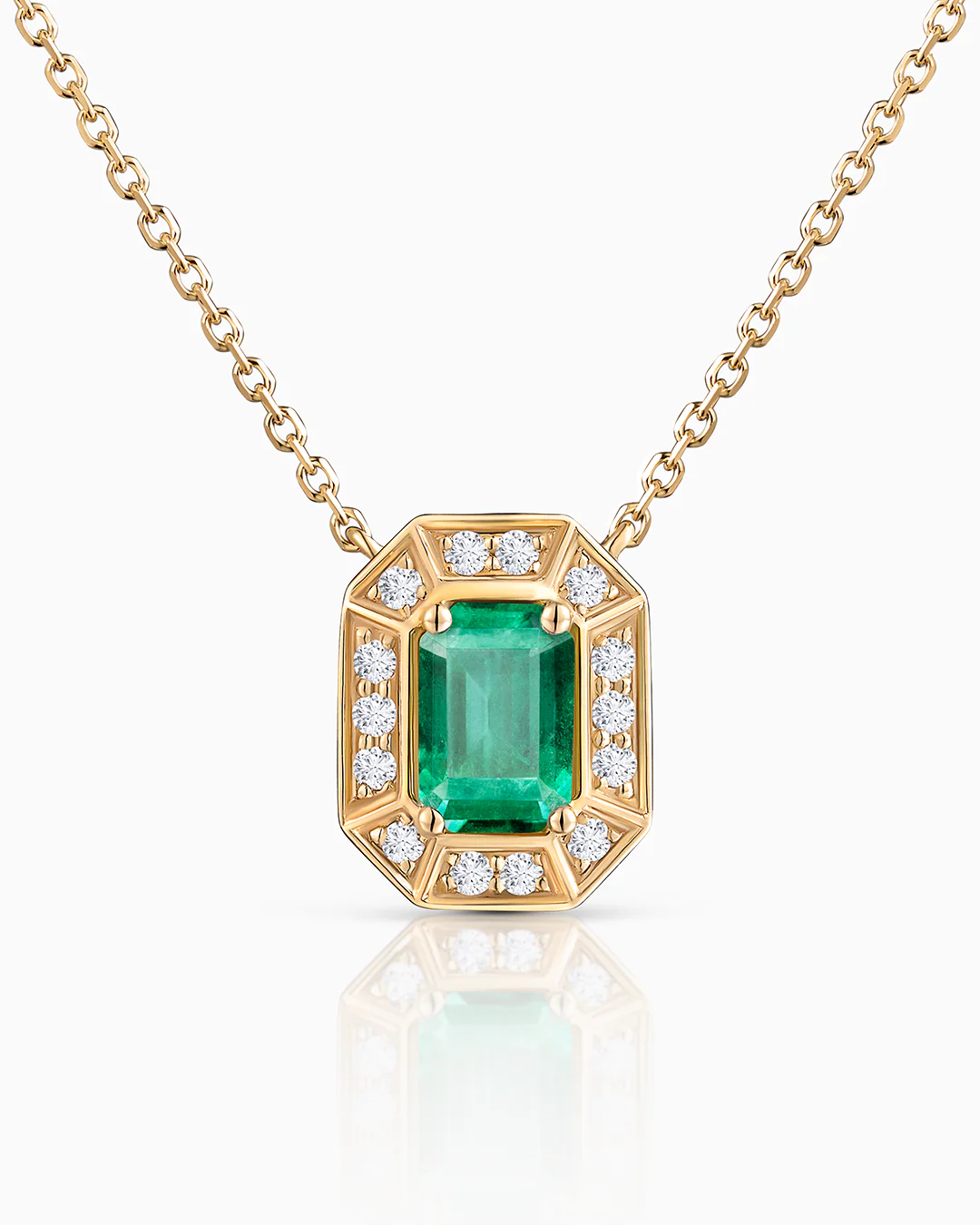 Gargantilla Art Deco Helen de Esmeralda y Diamantes en Oro Amarillo de 18 Kt - Image 4