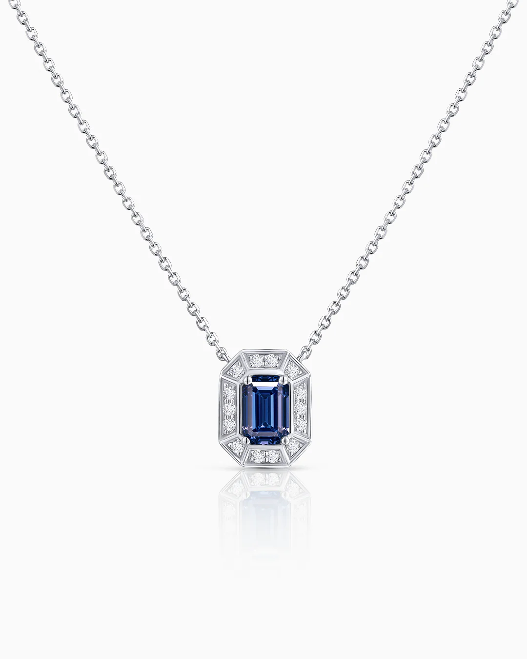 Gargantilla Art Deco Helen de Zafiro y Diamantes en Oro Blanco de 18 Kt