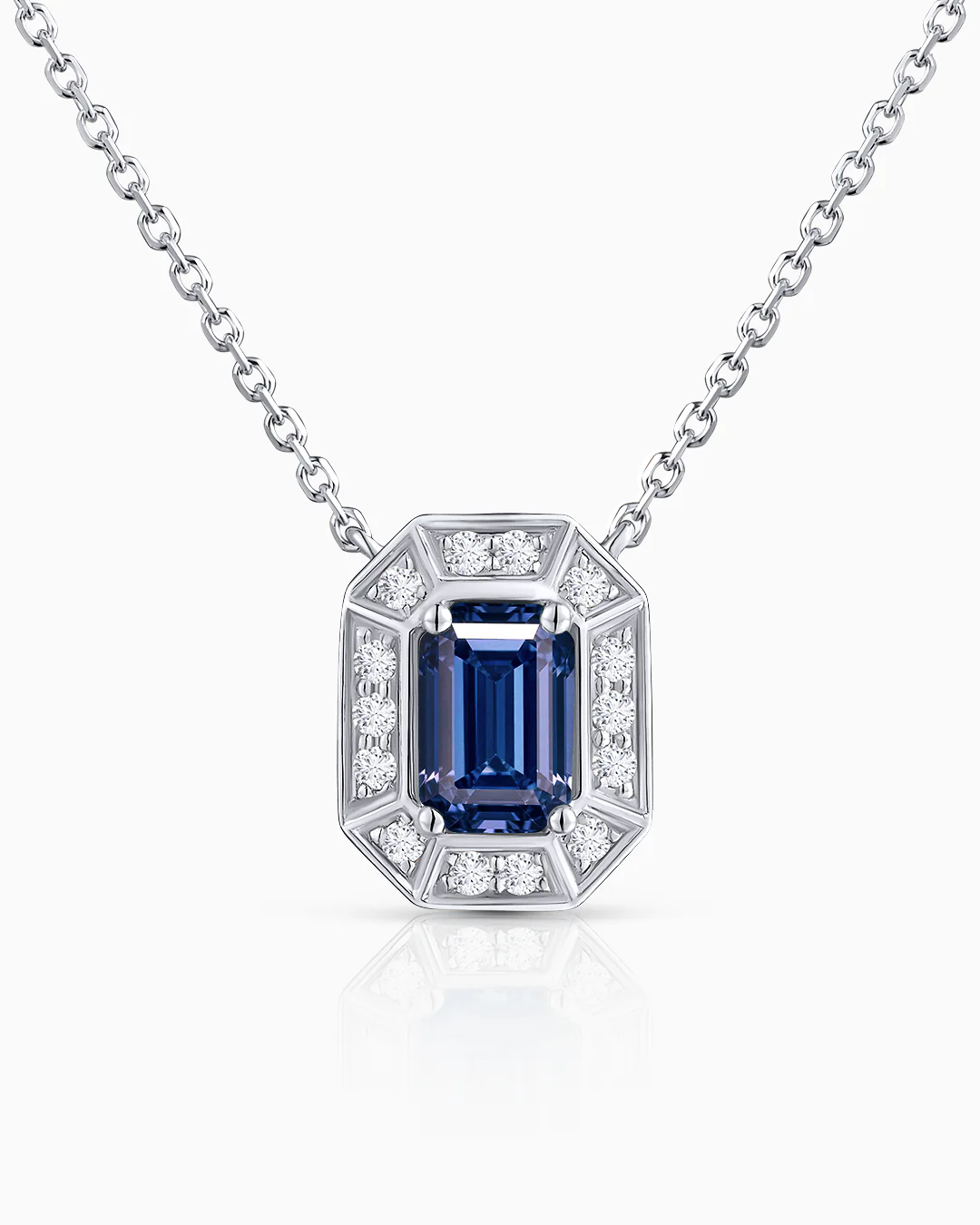Gargantilla Art Deco Helen de Zafiro y Diamantes en Oro Blanco de 18 Kt - Image 4
