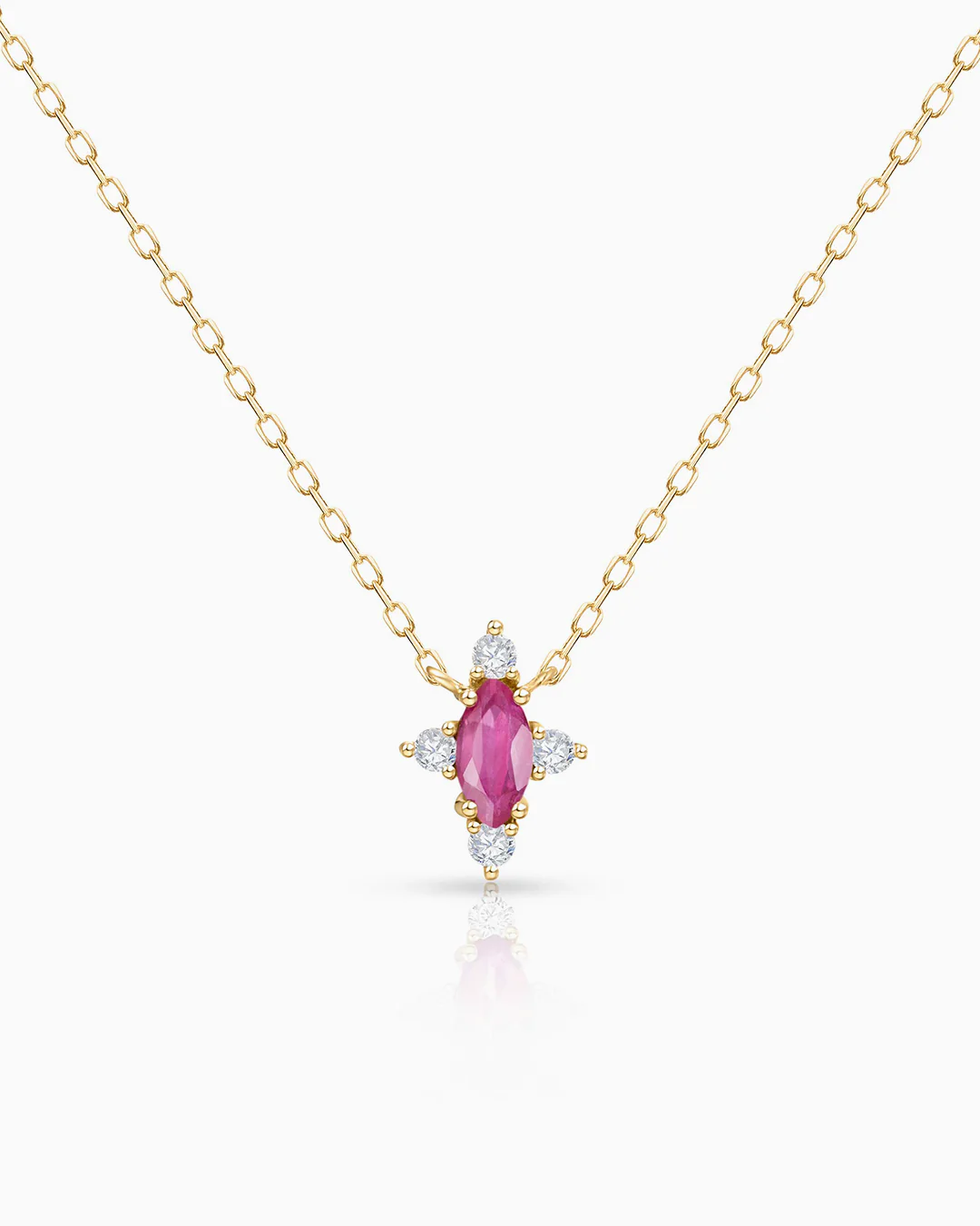 Gargantilla Crown Marquise de Rubí en Oro Amarillo de 18 Kt