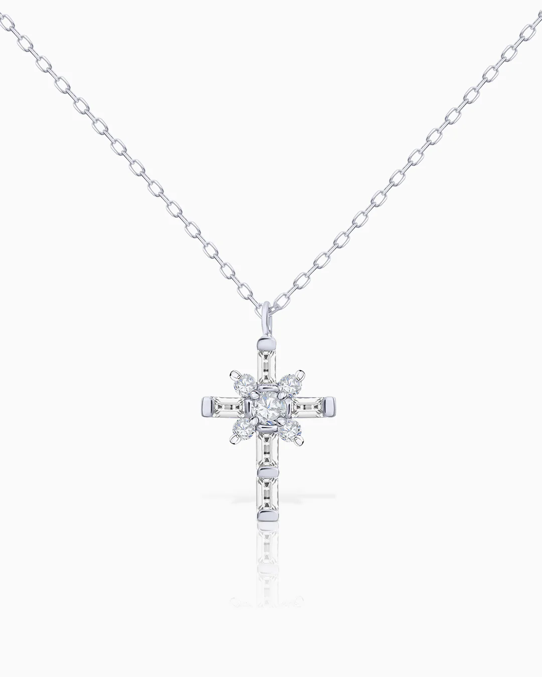 Gargantilla Cruz Brinna de Diamantes en Oro Blanco de 18 Kt