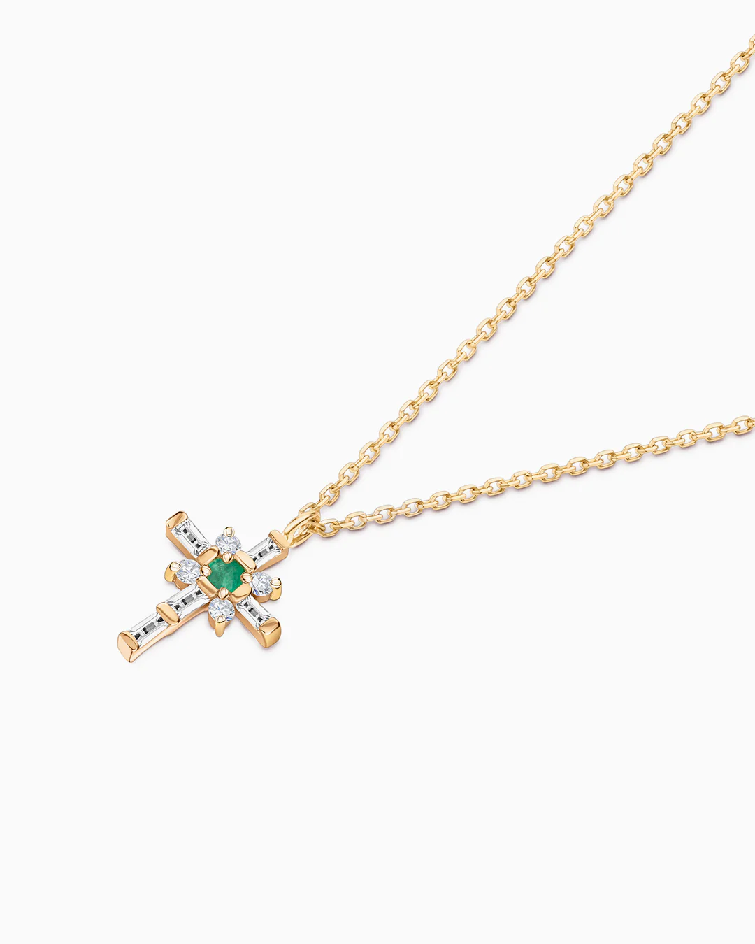 Gargantilla Cruz Brinna de Esmeralda y Diamantes en Oro Amarillo de 18 Kt - Image 4
