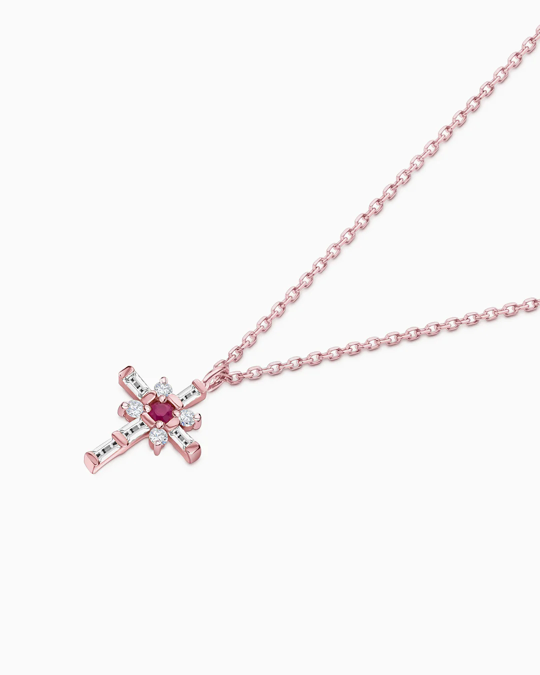 Gargantilla Cruz Brinna de Rubí y Diamantes en Oro Rosa de 18 Kt - Image 3