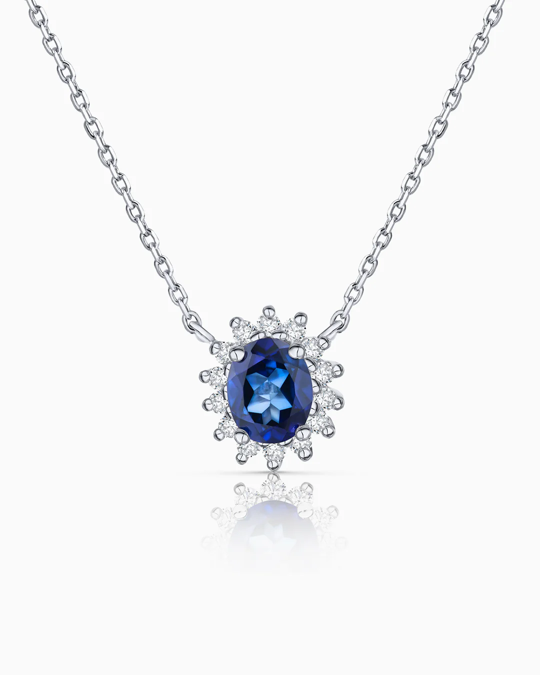 Gargantilla Dalia de Zafiro y Diamantes en Oro Blanco de 18 Kt