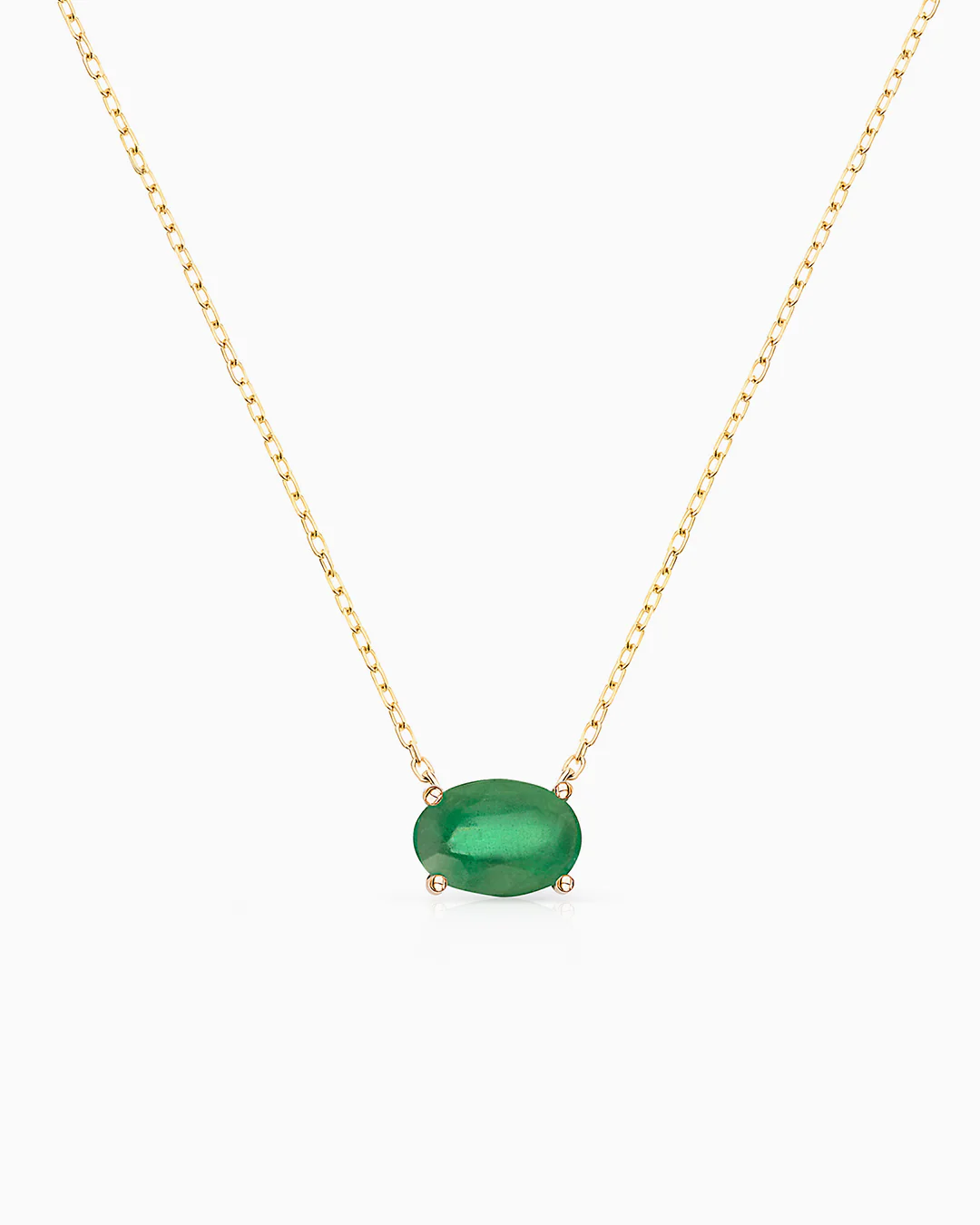 Gargantilla de Esmeralda Oval en Oro Amarillo de 18 Kt