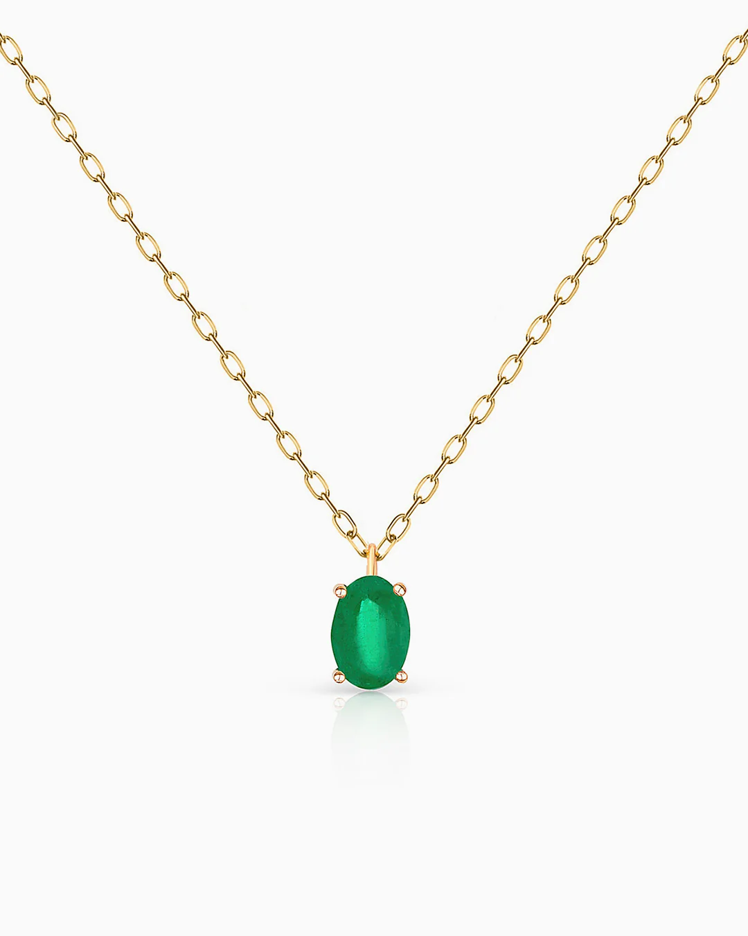 Gargantilla de Esmeralda Oval Vertical en Oro Amarillo de 18 Kt