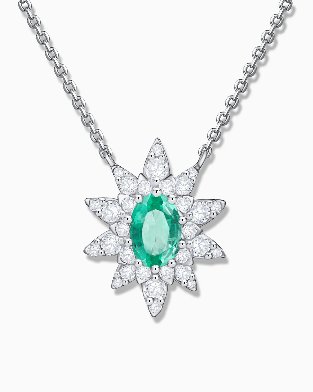 Gargantilla Green Jay de Esmeralda y Diamantes en Oro Blanco de 18 Kt