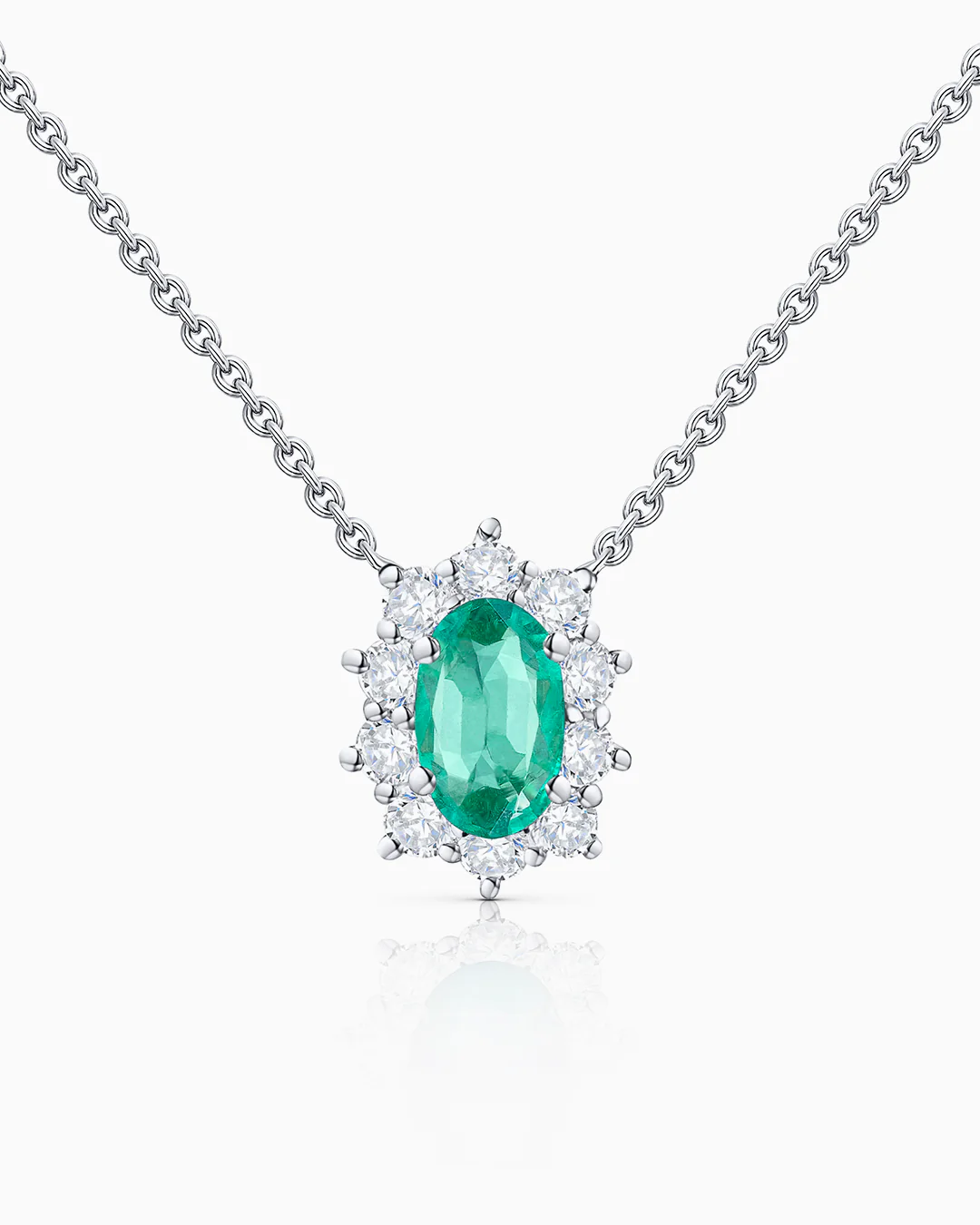 Gargantilla Irem de Esmeralda y Diamantes 0,30 Cts. en Oro Blanco de 18 Kt