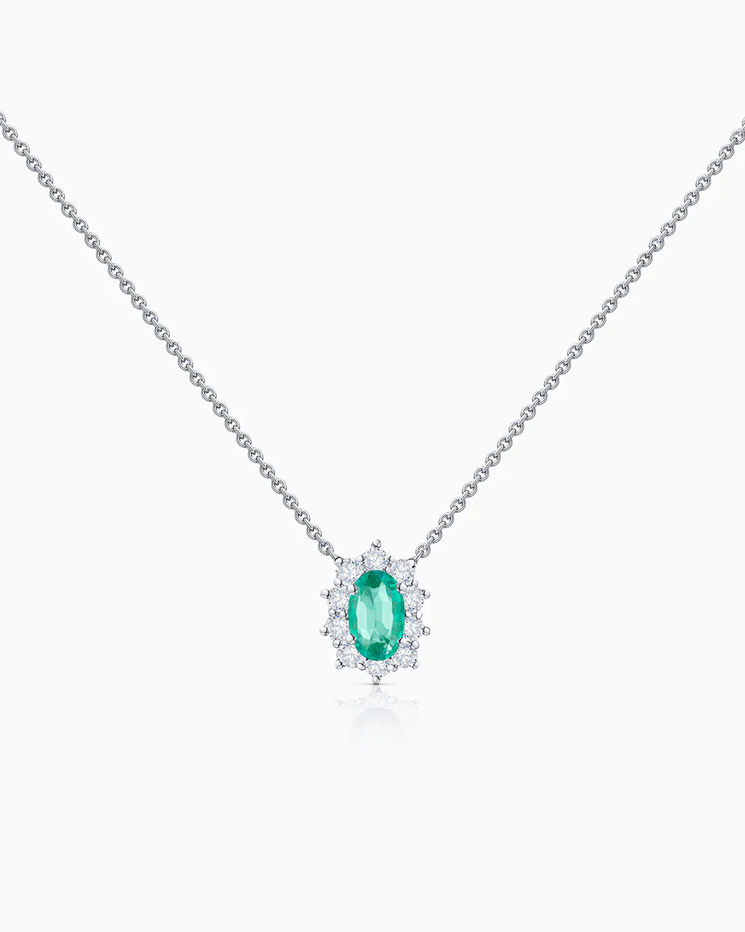 Gargantilla Irem de Esmeralda y Diamantes 0,30 Cts. en Oro Blanco de 18 Kt - Image 4