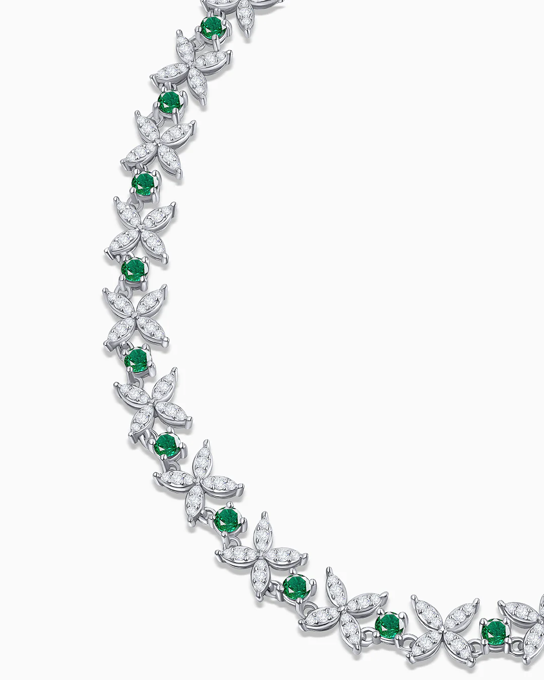 Gargantilla Jasmine de Esmeraldas y Diamantes en Oro Blanco de 18 Kt