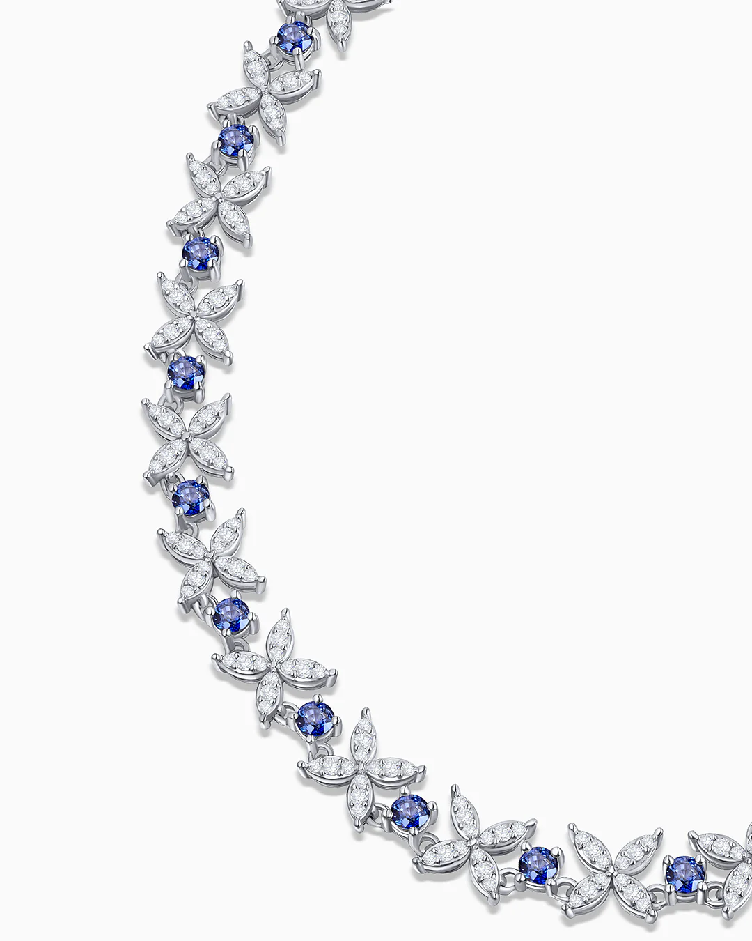 Gargantilla Jasmine de Zafiros y Diamantes en Oro Blanco de 18 Kt