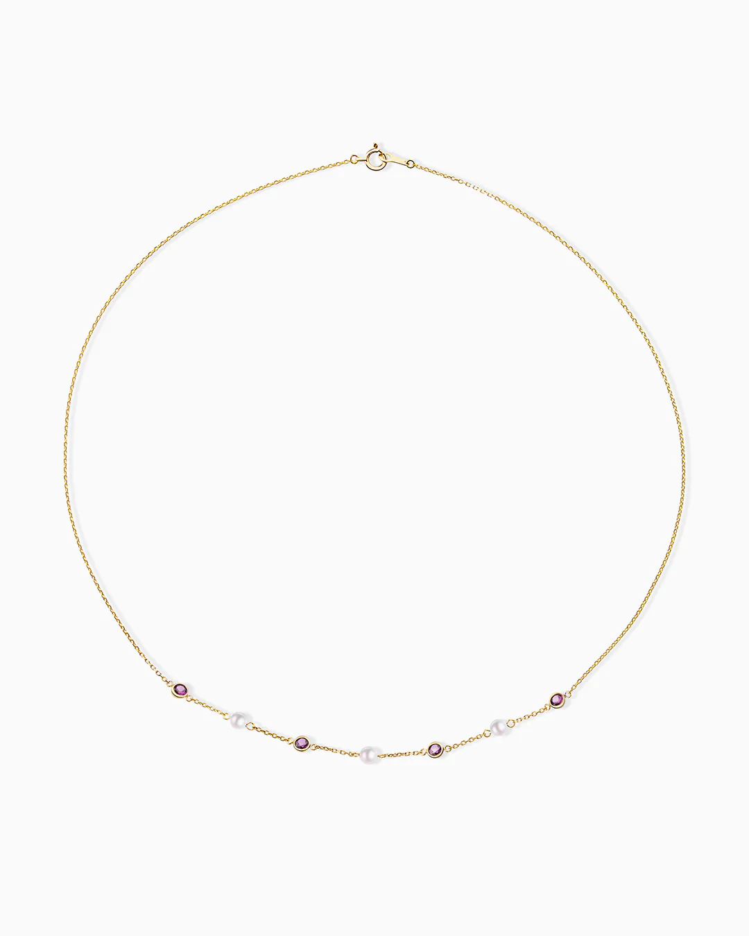 Gargantilla Mabi Blet de Rodolitas y Perlas en Oro Amarillo de 18 Kt