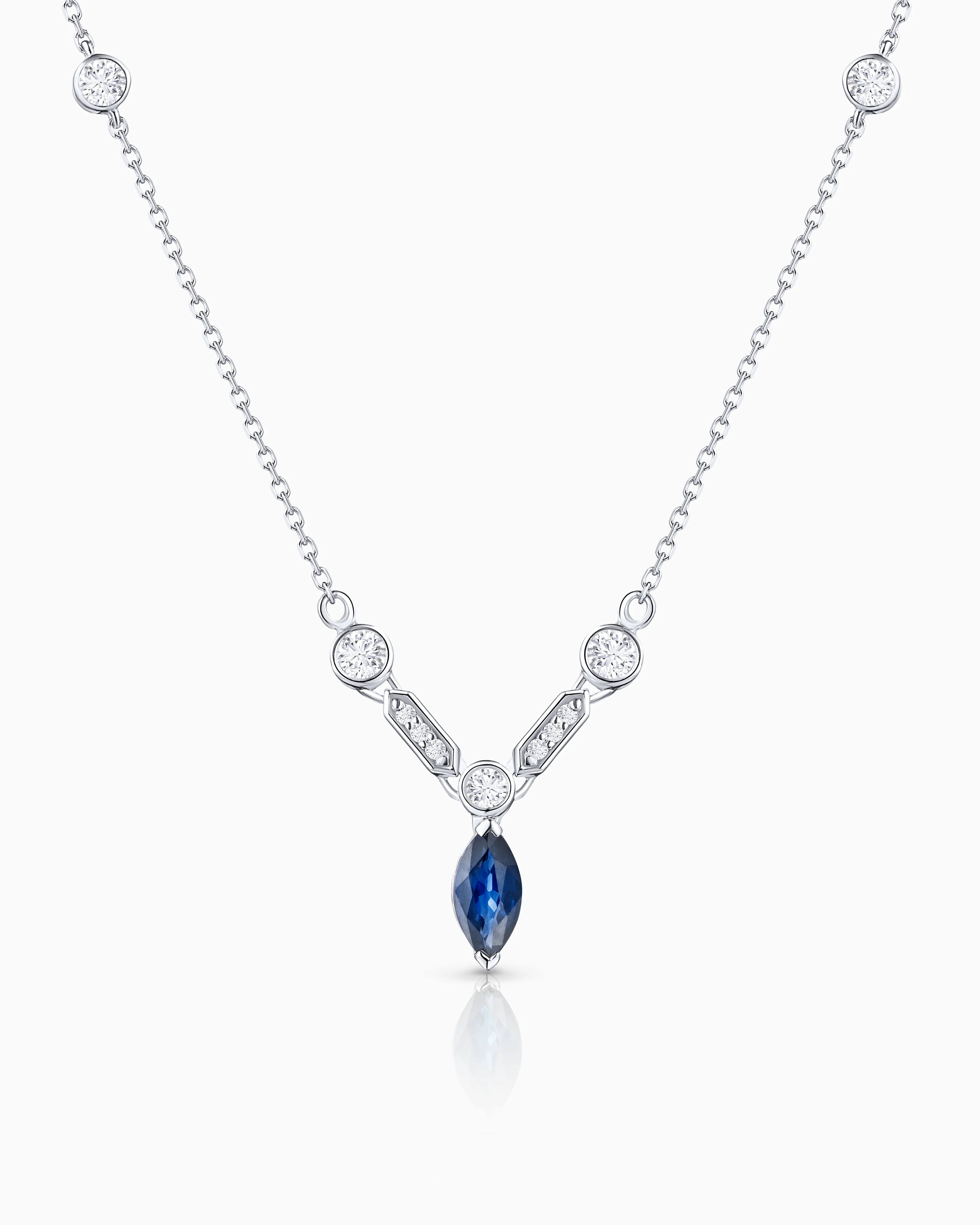 Gargantilla Marion de Zafiro y Diamantes en Oro Blanco de 18 Kt